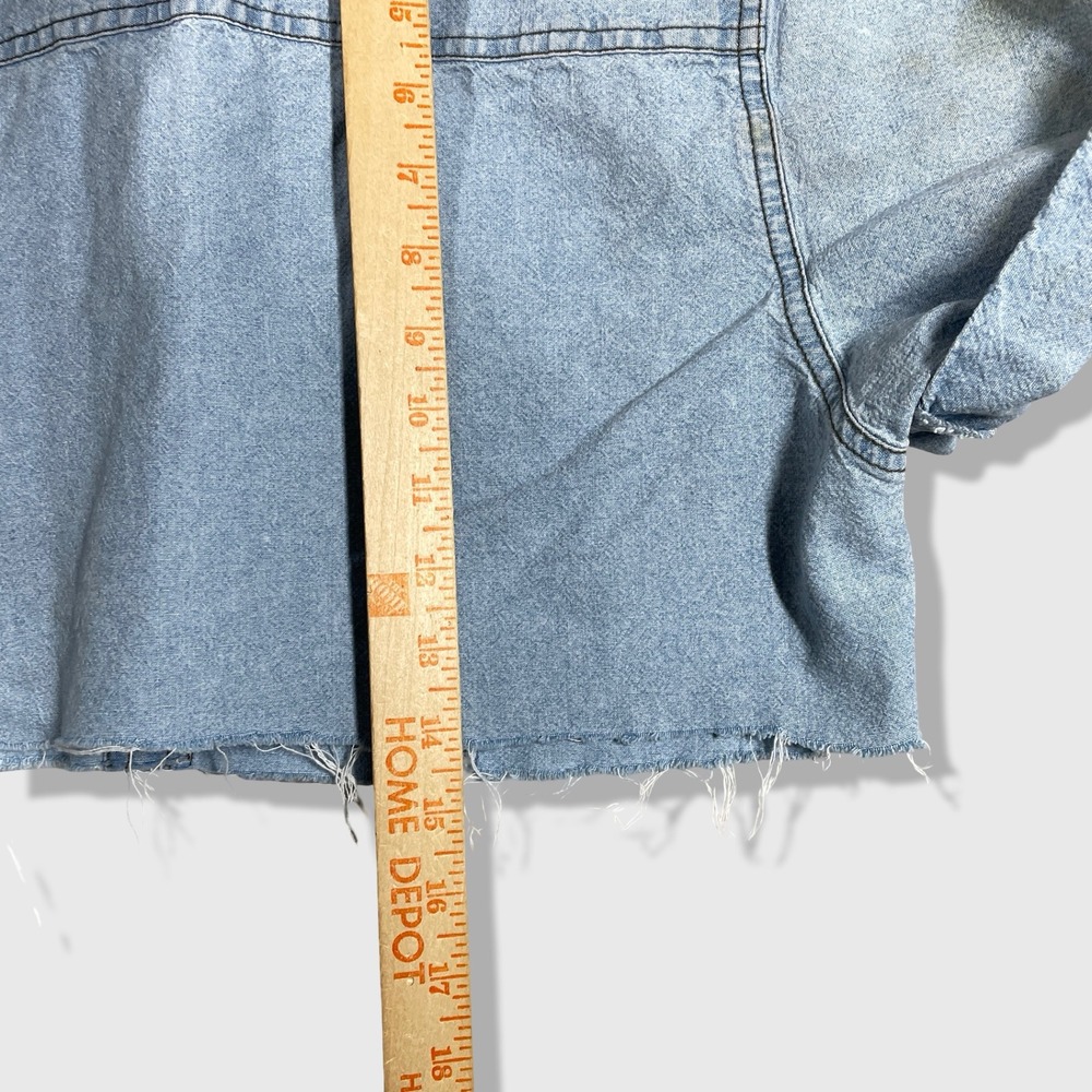 Harley Davidson Denim Crop Top Womens M Light Blue Biker Grunge Y2K Edgy - Picture 6 of 7